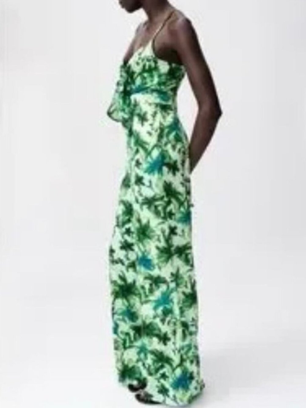 ZARA Jumpsuit XS Wide leg Pants Tropical Vacation Cruise Boho Resort Travel